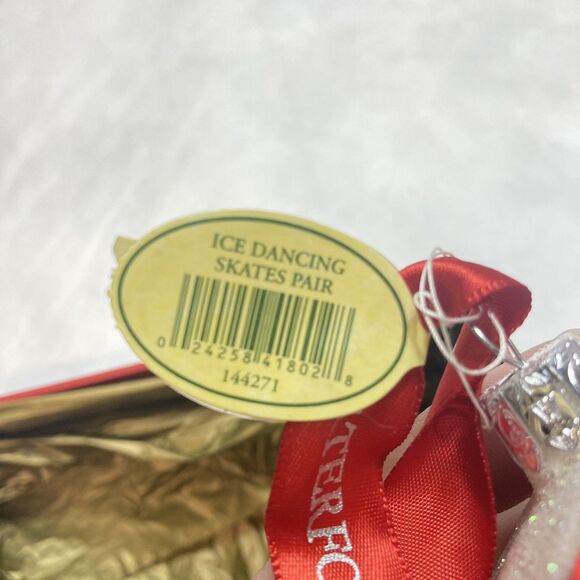 Waterford Holiday Heirloom Ice Dancing Skates Pair Glass Ornaments 144271 w Box - Picture 12 of 13